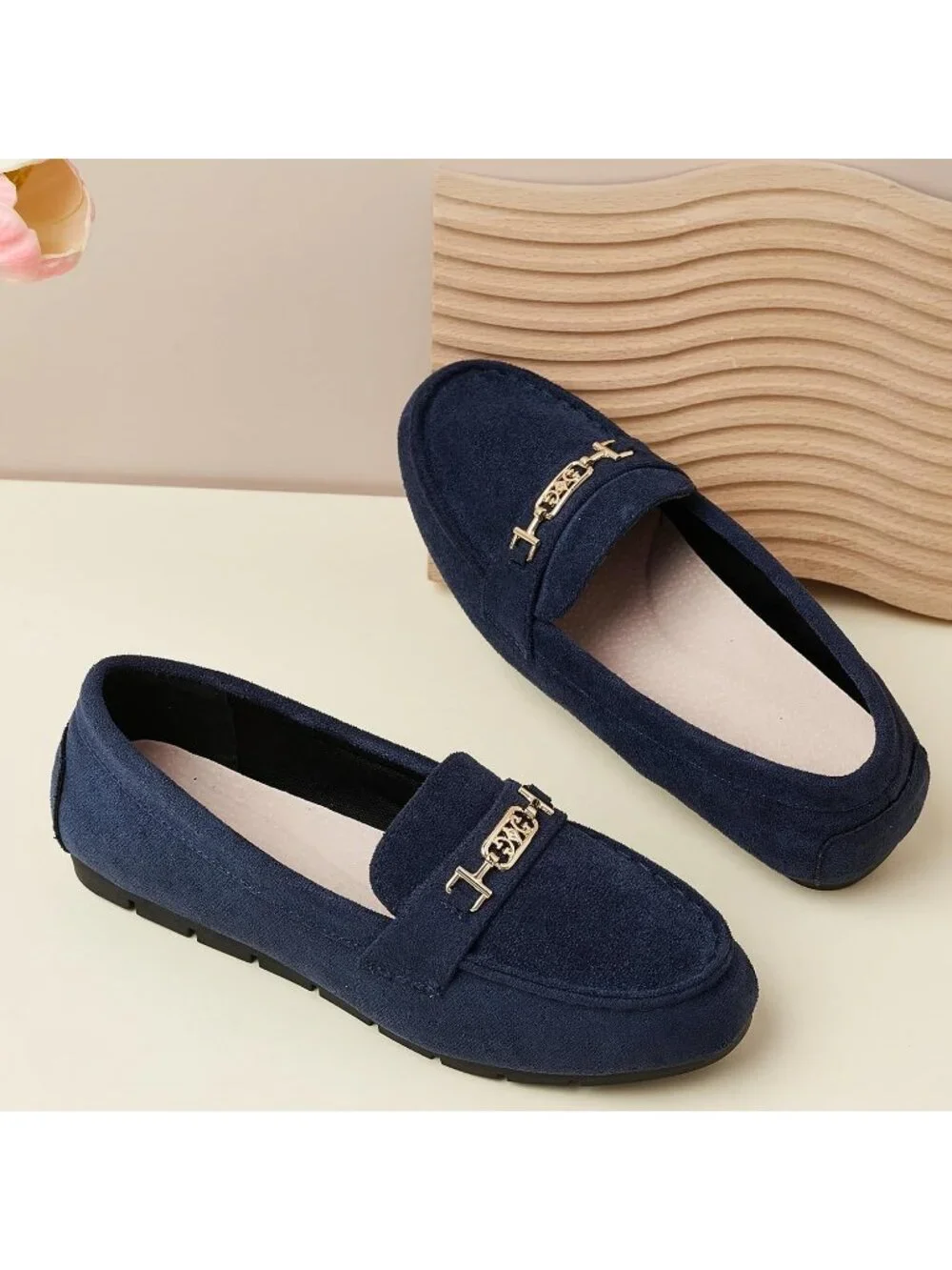 Women's Blue Comfort Walking Pull On Leisure Slip On Work Loafer Flat Shoes